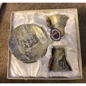 Lorren Home Trends By Lorenzo Fine China Demitasse Set 2 Cups 2 Saucers NIB NWT